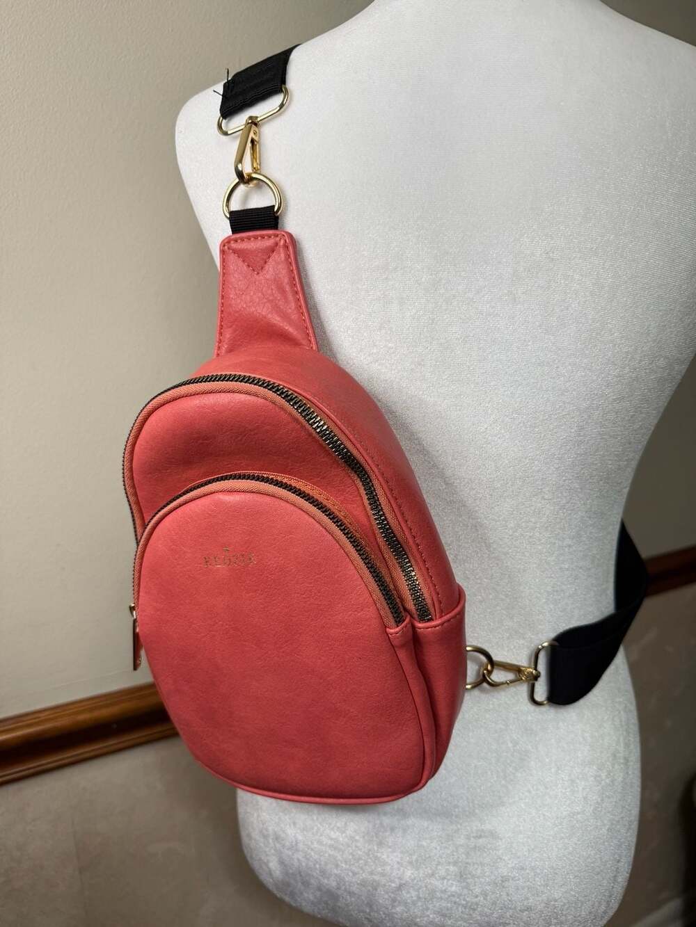 Kedzie Sunset Sling Bag Coral Vegan Leather Crossbody